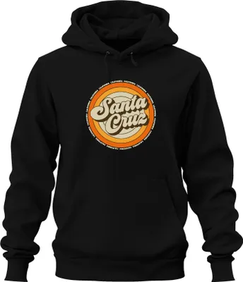 Produktbild von Santa Cruz Kalifornien Retro Sonnenuntergang Surfer Surfen Strand Uni Hoodie Kapuzenpullover, Schwarz, M