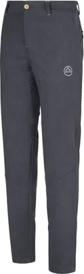 Dunkelgraue Kletterhose für Damen von La Sportiva; Modell "Setter Pant W"; mit seitlichen Taschen und elastischem Bund.