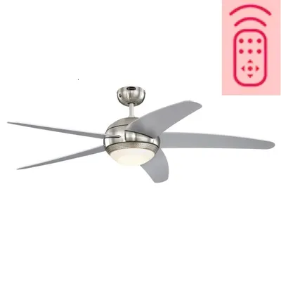 Zdjęcie produktu dla Westinghouse Bendan, Wentylator domowy z łopatkami, Chrom, Srebrny, Sufit, Sklejka, Stal, 50 dB, 165 RPM