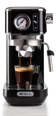 Espressomaschine 15 bar, 1,1 l, schwarz, mit Milchaufschäumer