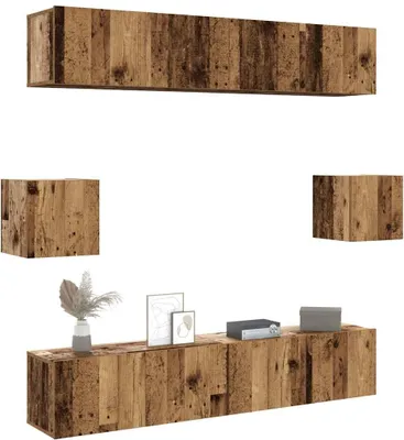 Immagine prodotto di set di mobili TV a parete vidaXL da 6 pezzi in materiale di recupero con effetto legno