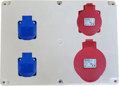 Produktbild von IP44 Stromverteiler Verteilerkasten Sicherungskasten 2x 230V IP44 _1x 16A IP44_1x 32A IP44_Ohne _40203005_Ohne Kabel