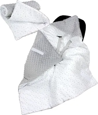 Produktbild von TupTam 2er SET Baby Decken Einschlagdecke 85x85 cm für Autositz Babyschale Babydecke Wiegendecke Minky Baumwolle, Farbe: Sterne Grau / Weiß, Größe: Herbst/Winter - 85 cm x 85 cm