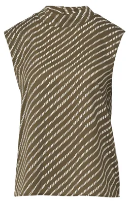 Productafbeelding van COMMA damesblouse – Chiffon, opstaande kraag, mouwloos, met print