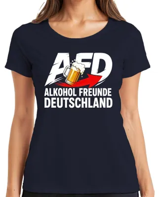 Produktbild von AFD Alkohol Freunde Deutschland Bier Parodie Statement Sarkasmus Damen T-Shirt, Navy, XXL