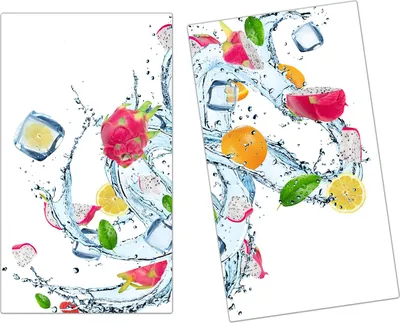 Produktbild von Spritzschutz Herdabdeckplatte Schneidebrett aus Glas Früchte im Wassersplash 2-Teilig (60x52cm)