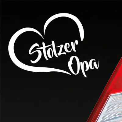 Produktbild von Auto Aufkleber Stolzer Opa Liebe Herz Großvater Enkel 12x10 cm Weiss Matt Sticker Heckscheibenaufkleber