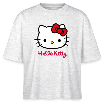 Produktbild von Spreadshirt Hello Kitty Klassisch Mit Schriftzug Boxy Shirt Damen, M, Weiß meliert
