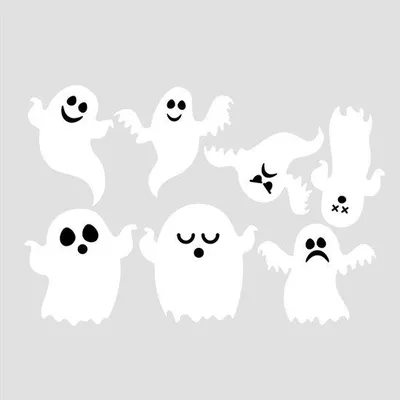 Immagine prodotto di Set di decorazioni per Halloween in PVC nero, 42 pezzi, 7 misure, autoadesivo