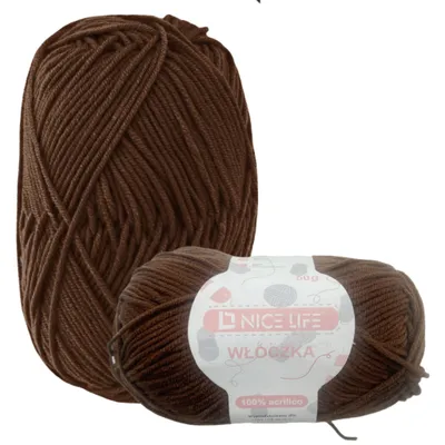 Zdjęcie produktu dla Wełna, włóczka do rękodzieła BROWN Nice Life, 100%.poliakryl , motek 50g