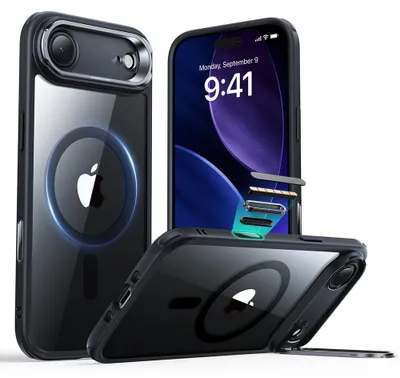 Produktbild von ESR - Classic Hybrid HaloLock Kickstand Schutzhülle für iPhone 17 Air – transparent schwarz