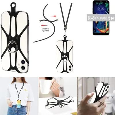 Produktbild von K-S-Trade 3in1 Handykette Handyband Handykordel Halsband Smartphone-Ring Handy-Ring kompatibel mit BQ Aquaris C Fingerhalterung Handyring