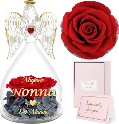 Image de Rose éternelle Figure Ange Cadeaux Grand-mère Meilleure Grand-mère Monde Fleur Dôme en verre