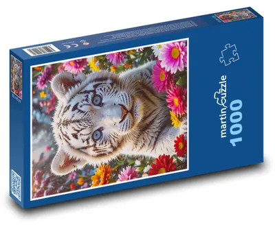Zdjęcie produktu dla Puzzle 1000 Młode tygrysa wśród kwiatów - martinpuzzle