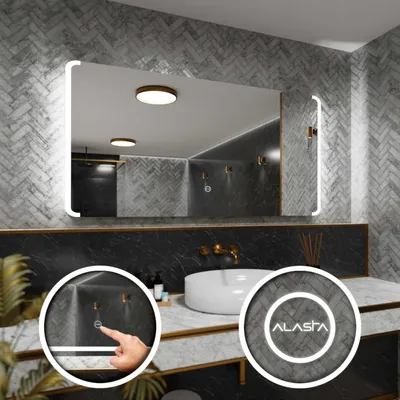 Produktbild von Badspiegel mit LED Beleuchtung und Touch-Schalter - Seattle - 120 cm, 70 cm