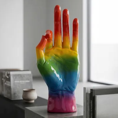 Immagine prodotto di Decorazione arcobaleno, realizzata in resina, dimensioni 16x10,5x36 cm, multicolore. Prodotto di Mauro Ferretti. OK