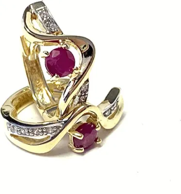 Produktbild von Creolen Gold Rubin dezent 333/- Gelbgold bicolor Zirkonia