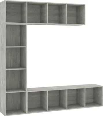 Obrázek produktu pro vidaXL 3dílná sada skříněk na knihy/TV betonově šedá 180x30x180 cm