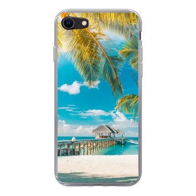 Produktbild von MuchoWow® Handyhülle Schutzhülle Hülle für iPhone 8 Tropisch - Strand - Palme Silikon Softcase Handy Hülle - Schutzhaube