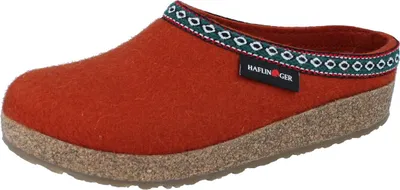 Zdjęcie produktu dla Haflinger kapcie damskie kapcie męskie filc wełniany wzór Grizzly Franzl 711001, rozmiar:41 EU, kolor:Pomarańczowy