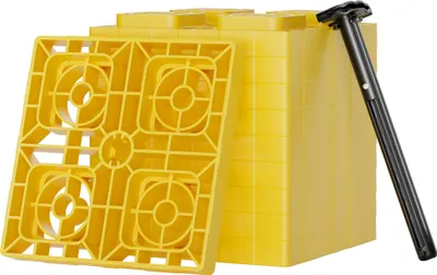 Produktbild von Wiltec Unterlegplatten Wohnwagen 10 Stück bis 13,5 t max. 11,4 cm Stapelhöhe, Stützplatten für Wohnmobile als Auffahrkeil und Stufenkeil nutzbar