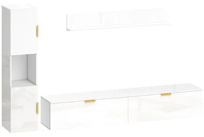 Produktbild von Schwebendes TV-Board mit Klapptüren Entertainment-Center Wandregal Schrank 180 cm Hochglanz Weiß