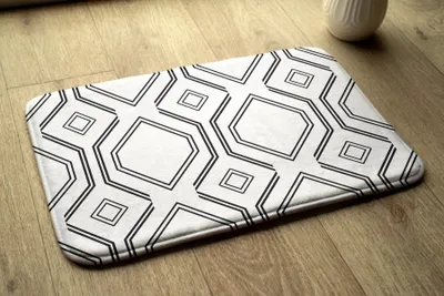 Produktbild von Badteppich Saugfähige - Badezimmer Teppich - Rutschfester Badvorleger Badematte - 75x45 cm - Quadratische Muster