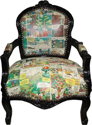Produktbild von Casa Padrino Barock Kinderstuhl Comic Lederoptik / Schwarz - Handgefertigter Armlehnstuhl aus Massivholz, 73 x 51 x 37 cm