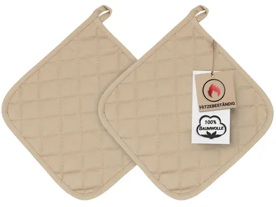 Produktbild von 2er Set Topflappen aus Baumwolle, 24x24 cm, sand