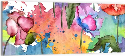Produktbild von DEQORI Glasbild Echtglas 150x60 cm 'Aquarell-Farbrausch' Wandbild Bild modern Deko