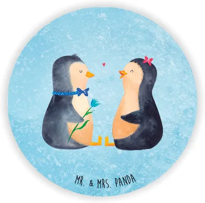 Produktbild von Mr. & Mrs. Panda magnet Pinguin Pärchen - Eisblau - Geschenk, Liebe, Verknallt, pinnwand, Kühlschrankmagnet, für pinwand, Hochzeitstag, kühlschrank, Hochzeit, holzmagnet