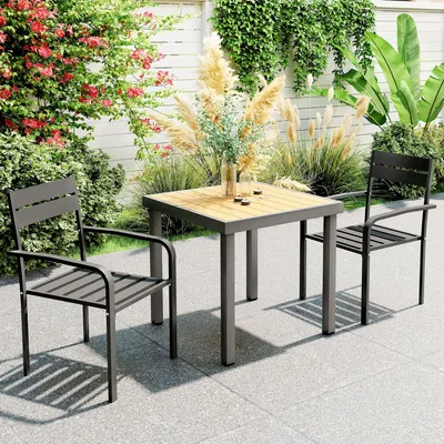 Image de Chaise de jardin - Chaise de jardin - Chaise de balcon - Chaise empilable - Aluminium - Lot de 2 - Avec accoudoirs - Résistante aux intempéries