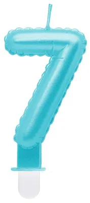 Produktbild von Kerze Zahl 7 hellblau "Folienballon"