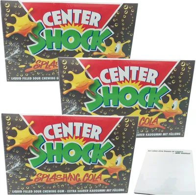 Produktbild von Center Shock Kaugummis Cola extra sauer 300 Stück (3x400g Packung) + usy Block