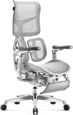 Produktbild von Diablo Brave V-Kinetic Bürostuhl Ergonomisch Schreibtischstuhl Chefsessel mit Fußstütze 5D Armlehnen Netzstoff Lendenwirbelstütze Verstellbarer Sitz Belastbar bis 120 kg (Grau)