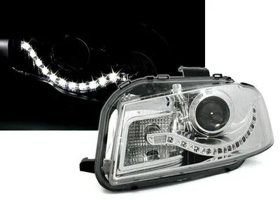 Für Audi A3 8P + Sportback 2004-06/08 Scheinwerfer Klarglas mit LED Tagfahrlicht in der Farbe von AD TUNING GmbH & Co. KG