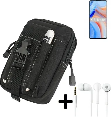 Produktbild von K-S-Trade Gürteltache + Kopfhörer kompatibel mit Oppo K7x Gürtel Tasche Holster Schutz Hülle Handy Hülle  schwarz inkl. Extrafächer