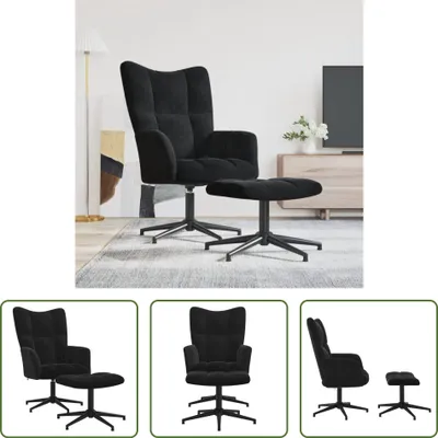Obrázek produktu pro The Living Store Relax křeslo s podnožkou black velvet