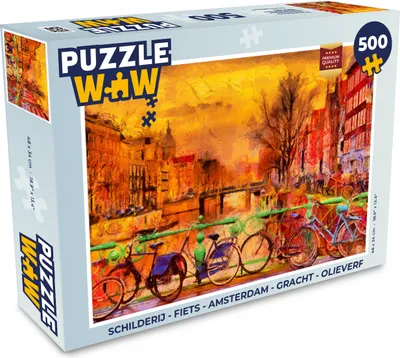 Obrázek produktu pro MuchoWow MuchoWow® Puzzle 500 ks Malba - Kolo - Amsterdam - Kanál - Olejomalba