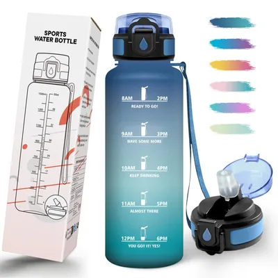 Produktbild von Mulbijeo Trinkflasche 1 5 Liter, Auslaufsicher, Wasserflasche Kohlensäure Geeignet, Sportflasche BPA-Frei, Trinkflasche mit Strohhalm, Flasche Sport f