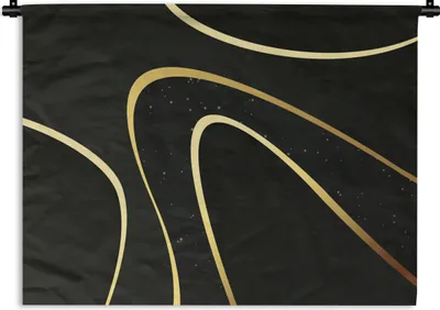 Produktbild von MuchoWow® Wandteppich Wandbehang Goldene Wellen auf schwarzem Hintergrund 60x45 cm Tapisserie Dekoration Wandtuch - Das Schlafzimmer