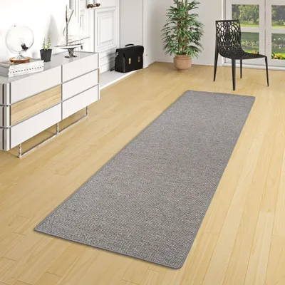 Produktbild von Läufer Teppich Bentzon Flachgewebe Grau Blau, Größe:80x200 cm
