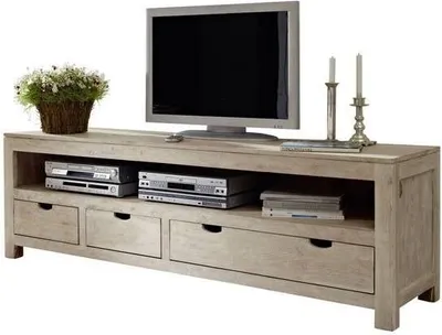 Image de MASSIVMOEBEL24 | Meuble TV 190x50 Acacia blanchi Blanc NATURE WHITE #44