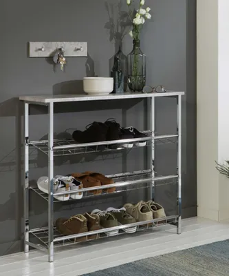 Image de HAKU Meuble à chaussures argent/argent 3 étagères