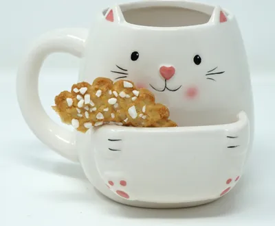 Produktbild von Katzen Tasse mit Keksfach Kaffeetasse Teetassse Teebeutelfach Kaffee Tee Becher