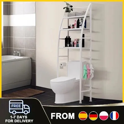 Produktbild von 3-stöckiges Ablagegestell für Toilettenpapier, Badezimmerregal, Organizer, freistehende, platzsparende Ablage für Badezimmer, Küche und Waschraum
