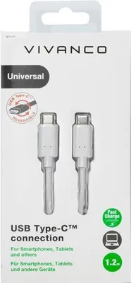 Produktbild von ViVanco™37561, 1,2 m, USB C, USB C, Weiß