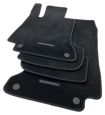 Image de Tapis de sol pour cabriolet Mercedes-Benz Classe E, modèle coupé, couleur noire, en velours, référence A238