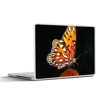 Produktbild von MuchoWow® Laptop Aufkleber Sticker Cover Schmetterling - Blumen - Insekt - Porträt - Schwarz - Orange 36.5x27.5 cm - Laptop-Sticker