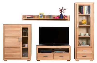 Produktbild von Wohnwand Genf Set IX Kernbuche Massivholz geölt 4-teilig